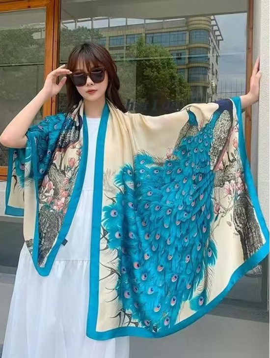 Premium Silk Feeling Spring Print Scarf